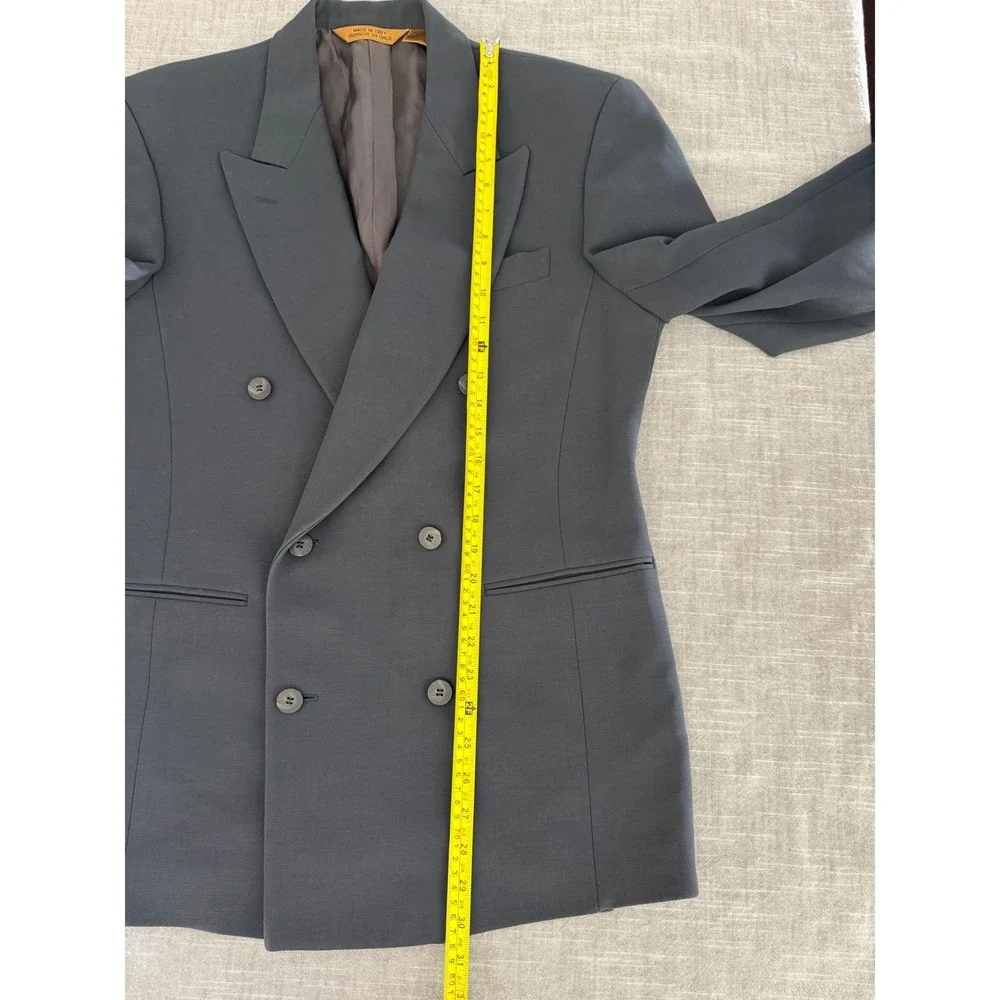 Donna Karan New York Vintage 80s Double Breasted Wool Blazer Made in Italy Black